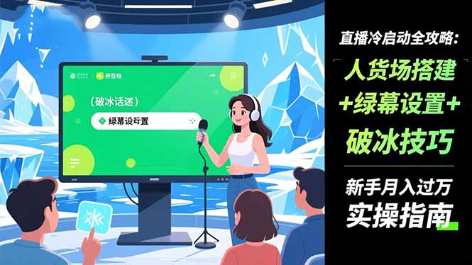 直播冷启动全攻略:人货场搭建+绿幕设置+破冰技巧,新手月入过万实操指南-俗人圈网创
