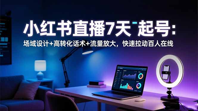 小红书直播7天起号:场域设计+高转化话术+流量放大,快速拉动百人在线-俗人圈网创