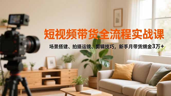 短视频带货全流程实战课,场景搭建、拍摄运镜、剪辑技巧,新手月带货佣金3万+-俗人圈网创