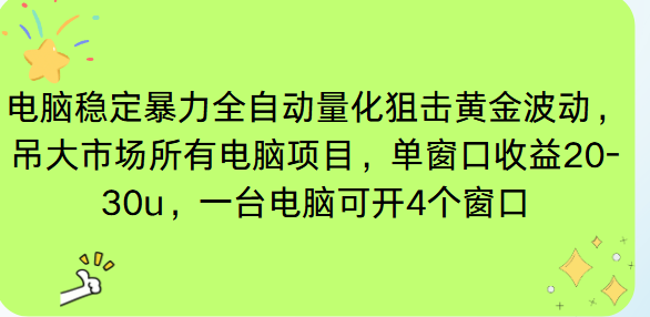 电脑EA策略挂机项目单窗口收益20-30u,单电脑可挂5-10个窗口收益稳健4位数-俗人圈网创
