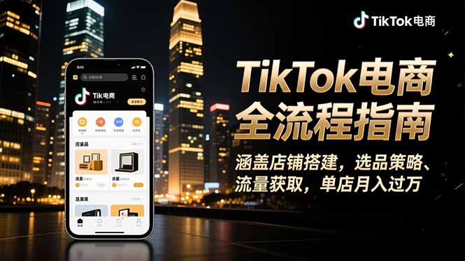 TikTok电商全流程指南,涵盖店铺搭建、选品策略、流量获取,单店月入过万-俗人圈网创