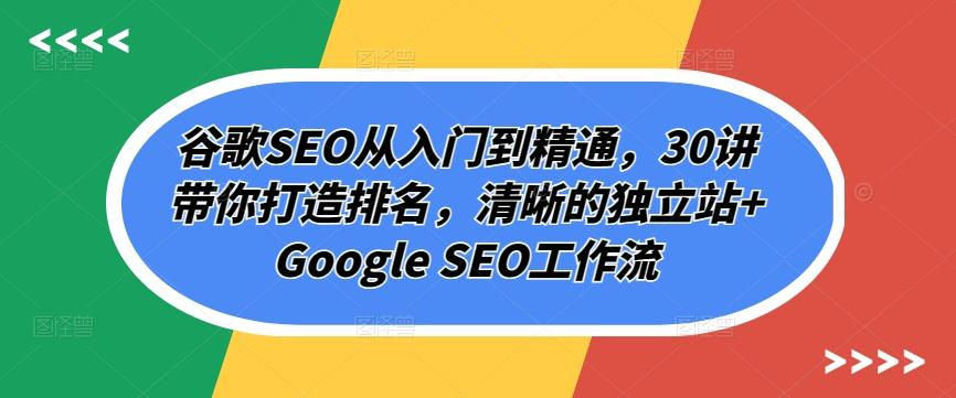 谷歌SEO从入门到精通，30讲带你打造排名，清晰的独立站+Google SEO工作流-俗人圈网创