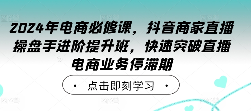 2024年电商必修课，抖音商家直播操盘手进阶提升班，快速突破直播电商业务停滞期-俗人圈网创