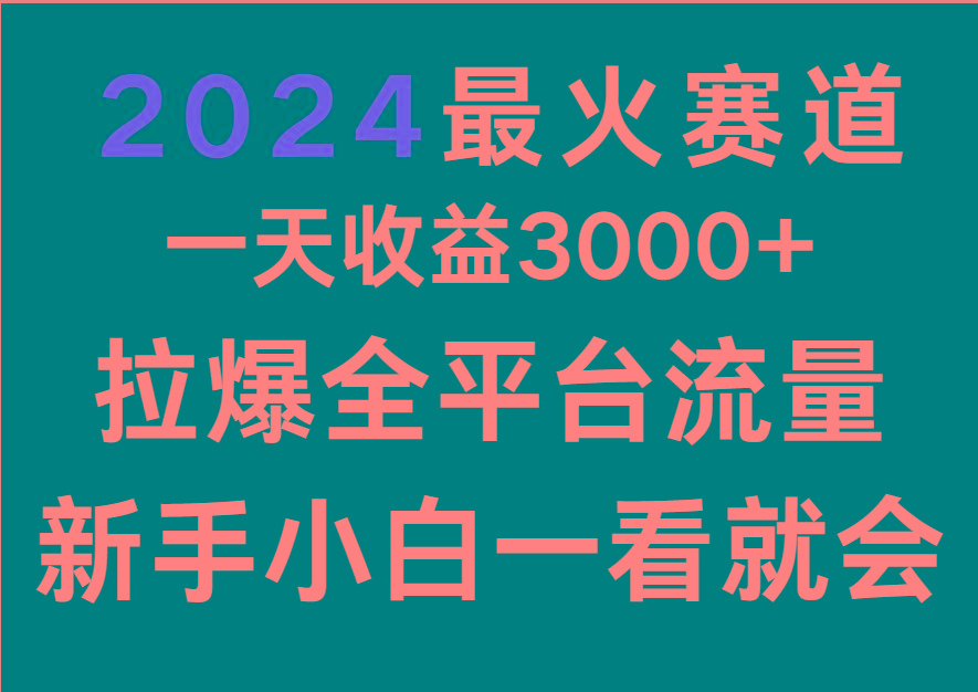 2024最火赛道，一天收一3000+.拉爆全平台流量，新手小白一看就会-俗人圈网创