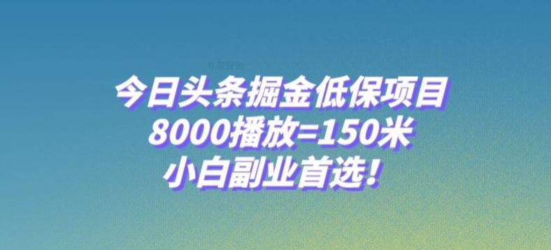 今日头条掘金低保项目，8000播放=150米，小白副业首选【揭秘】-俗人圈网创