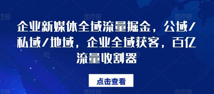 企业新媒体全域流量掘金,公域/私域/地域,企业全域获客,百亿流量收割器-俗人圈网创