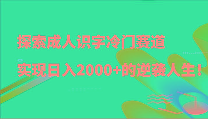 探索成人识字冷门赛道,实现日入2000+的逆袭人生!-俗人圈网创