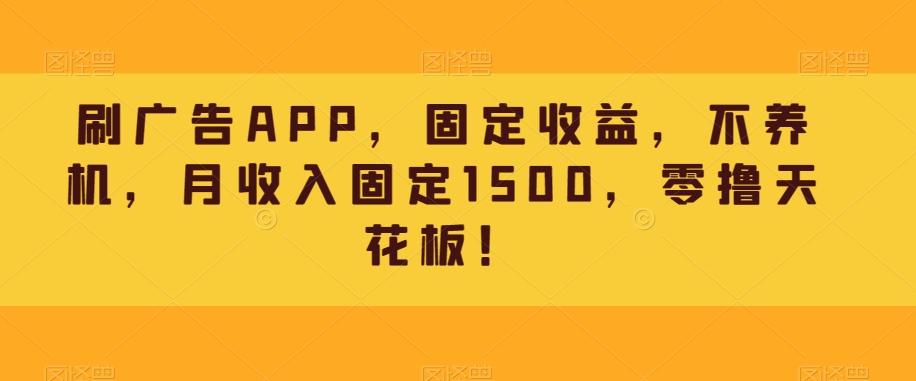 刷广告APP，固定收益，不养机，月收入固定1500，零撸天花板！-俗人圈网创