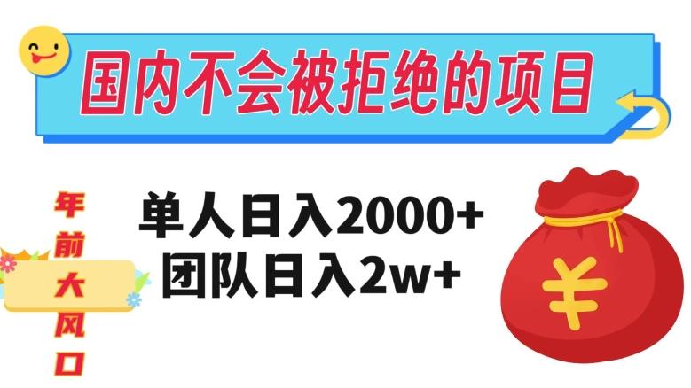 在国内不怕被拒绝的项目，单人日入2000，团队日入20000+【揭秘】-俗人圈网创