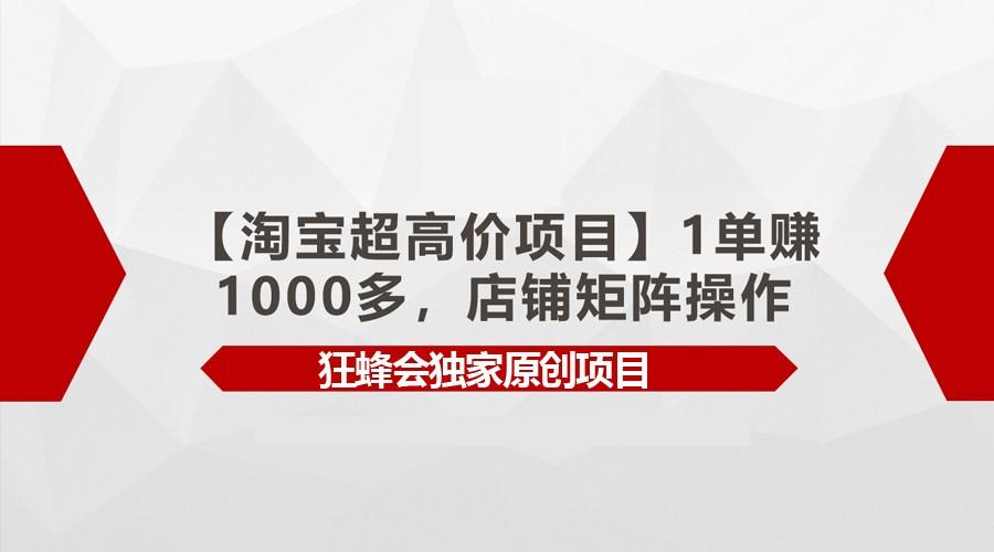 【淘宝超高价项目】1单赚1000多,店铺矩阵操作-俗人圈网创