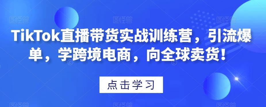 TikTok直播带货实战训练营,引流爆单,学跨境电商,向全球卖货!-俗人圈网创