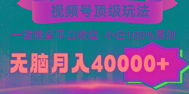 (9281期)视频号顶级玩法,无脑月入40000+,一键撸全平台收益,纯小白也能100%原创-俗人圈网创
