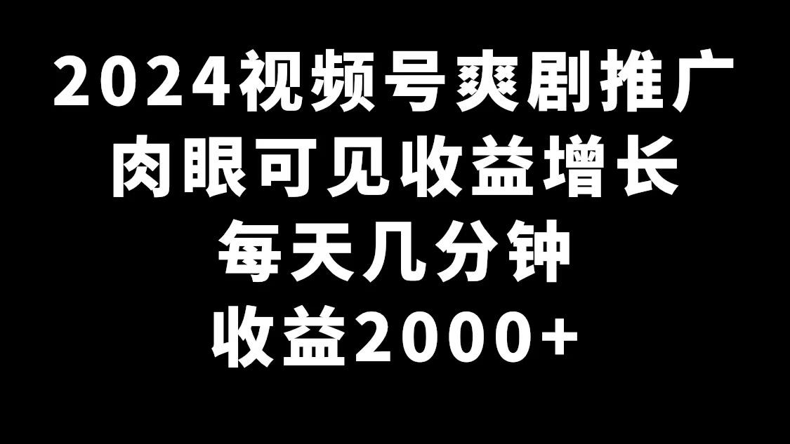 2024视频号爽剧推广，肉眼可见的收益增长，每天几分钟收益2000+-俗人圈网创