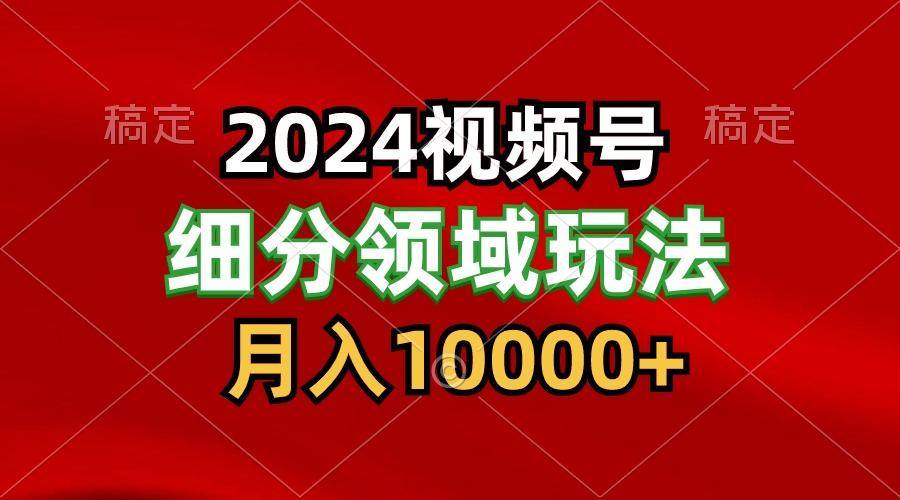 2024视频号分成计划细分领域玩法,每天5分钟,月入1W+-俗人圈网创