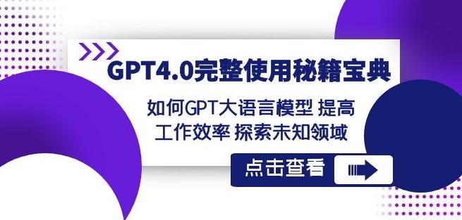 GPT4.0完整使用-秘籍宝典：如何GPT大语言模型提高工作效率探索未知领域-俗人圈网创