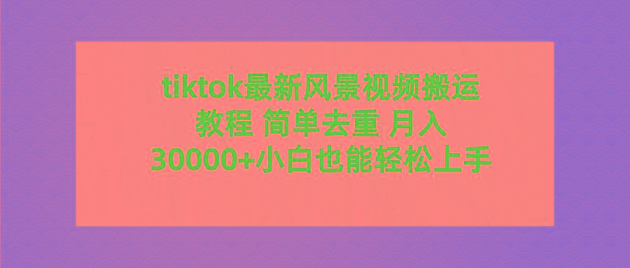 (9804期)tiktok最新风景视频搬运教程 简单去重 月入30000+附全套工具-俗人圈网创