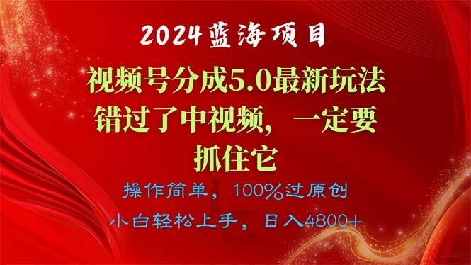 2024蓝海项目,视频号分成计划5.0最新玩法,错过了中视频,一定要抓住...-俗人圈网创