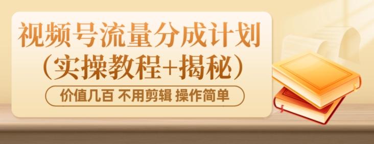 价值几百上千不用剪辑简单操作视频号流量分成计划（实操教程+揭秘）-俗人圈网创