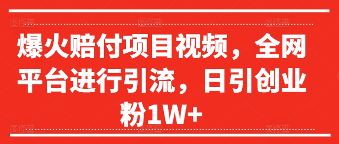 爆火赔付项目视频,全网平台进行引流,日引创业粉1W+【揭秘】-俗人圈网创
