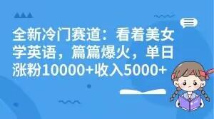 全新冷门赛道：看着美女学英语，篇篇爆火，单日涨粉10000+收入5000+-俗人圈网创