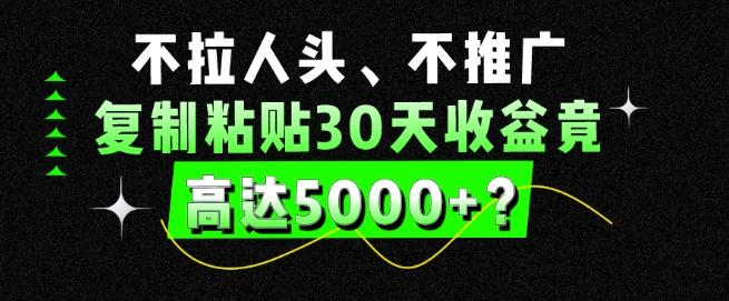 不拉人头、不推广,复制粘贴30天收益竟高达5000+?