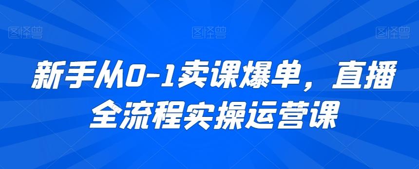 新手从0-1卖课爆单,直播全流程实操运营课-俗人圈网创