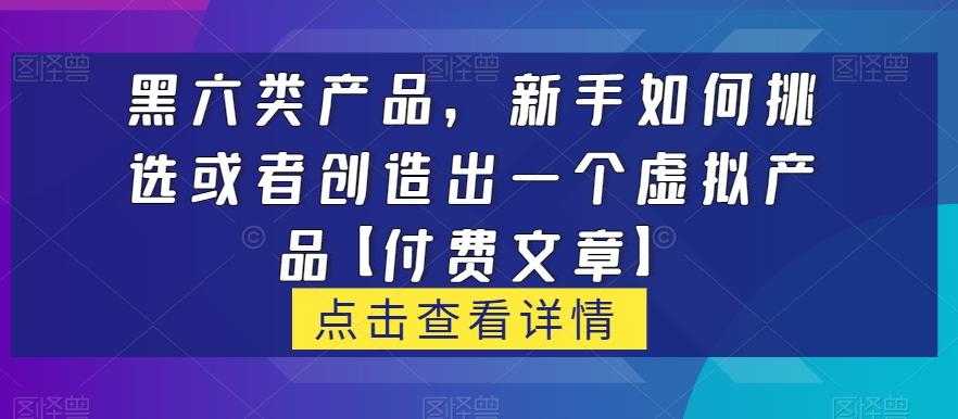 黑六类虚拟产品,新手如何挑选或者创造出一个虚拟产品【付费文章】-俗人圈网创