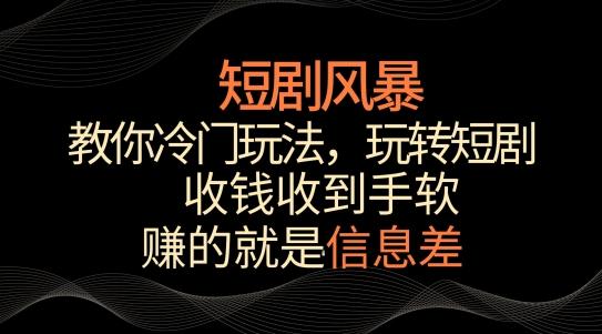 短剧风暴，教你冷门玩法，玩转短剧，收钱收到手软【揭秘】-俗人圈网创