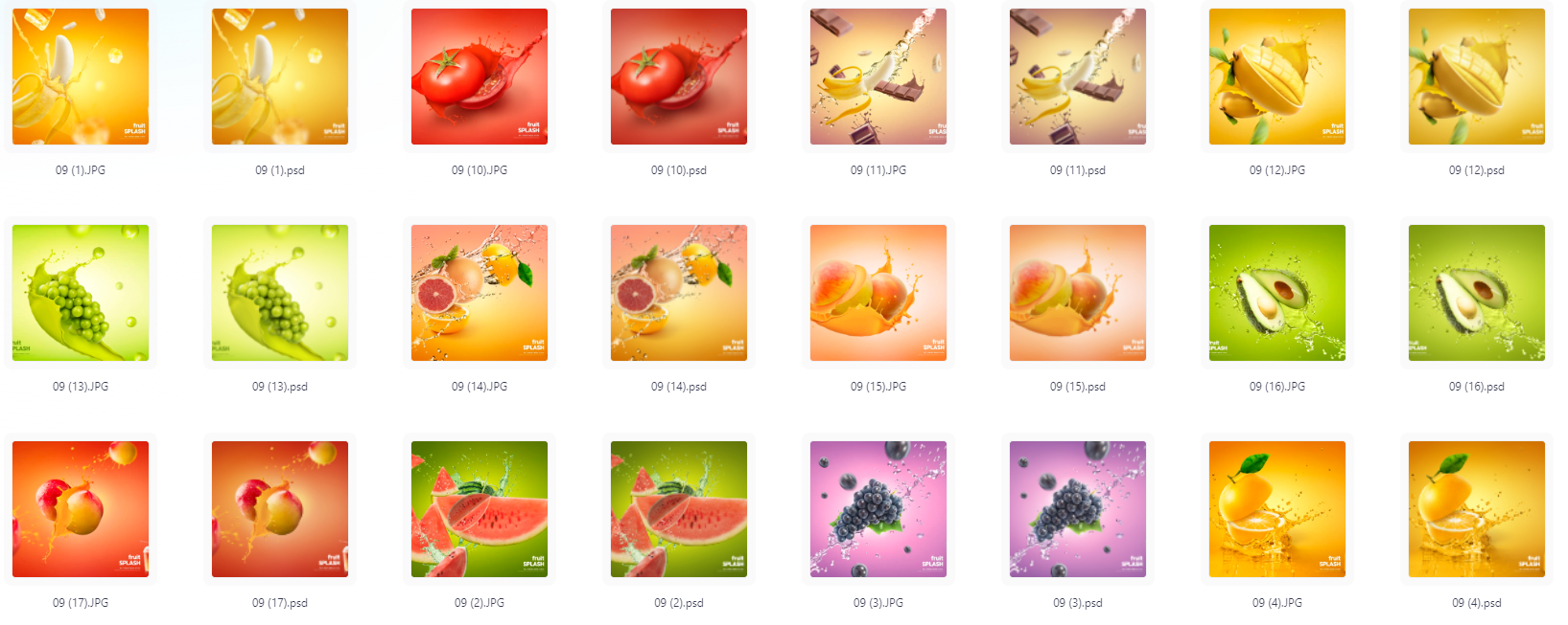 餐饮水果PS模版设计素材17款-俗人圈网创