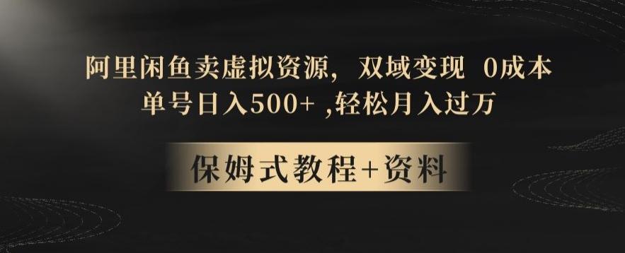 阿里闲鱼卖虚拟资源,双域变现,0成本,日入500+,轻松月入过万-俗人圈网创