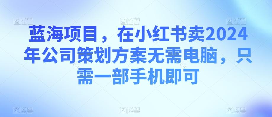 蓝海项目，在小红书卖2024年公司策划方案无需电脑，只需一部手机即可-俗人圈网创