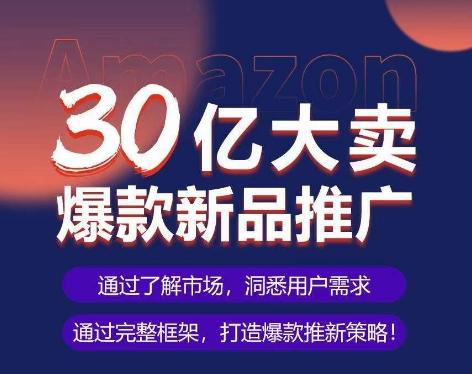 亚马逊·30亿大卖爆款新品推广,可复制、全程案例实操的爆款推新SOP-俗人圈网创