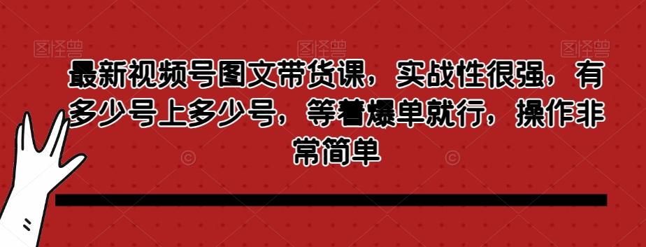 最新视频号图文带货课,实战性很强,有多少号上多少号,等着爆单就行,操作非常简单-俗人圈网创