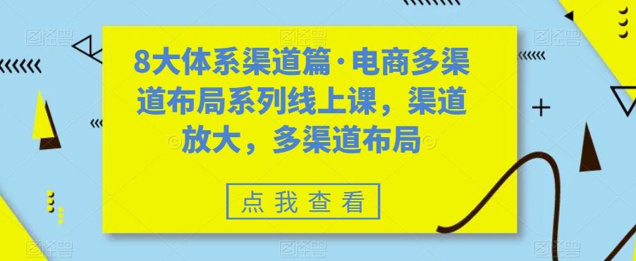 8大体系渠道篇·电商多渠道布局系列线上课,渠道放大,多渠道布局-俗人圈网创
