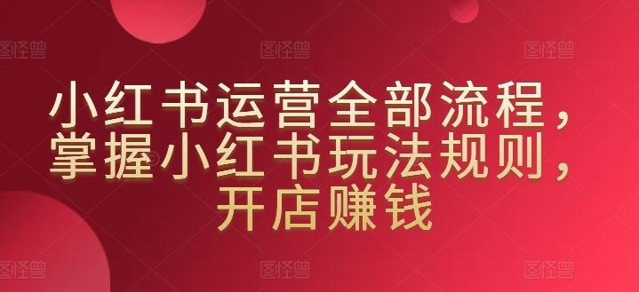 小红书运营全部流程,掌握小红书玩法规则,开店赚钱