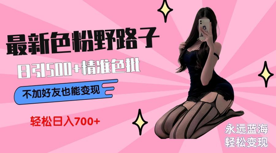 最新色粉变现野路子，日引500+老色批 可不加好友直接变现 小白轻松日入700+-俗人圈网创
