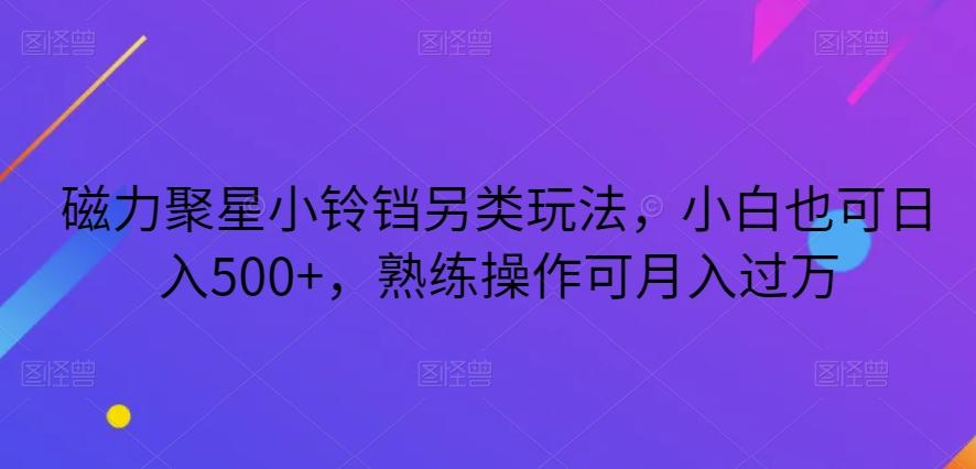 磁力聚星小铃铛另类玩法，小白也可日入500+，熟练操作可月入过万-俗人圈网创