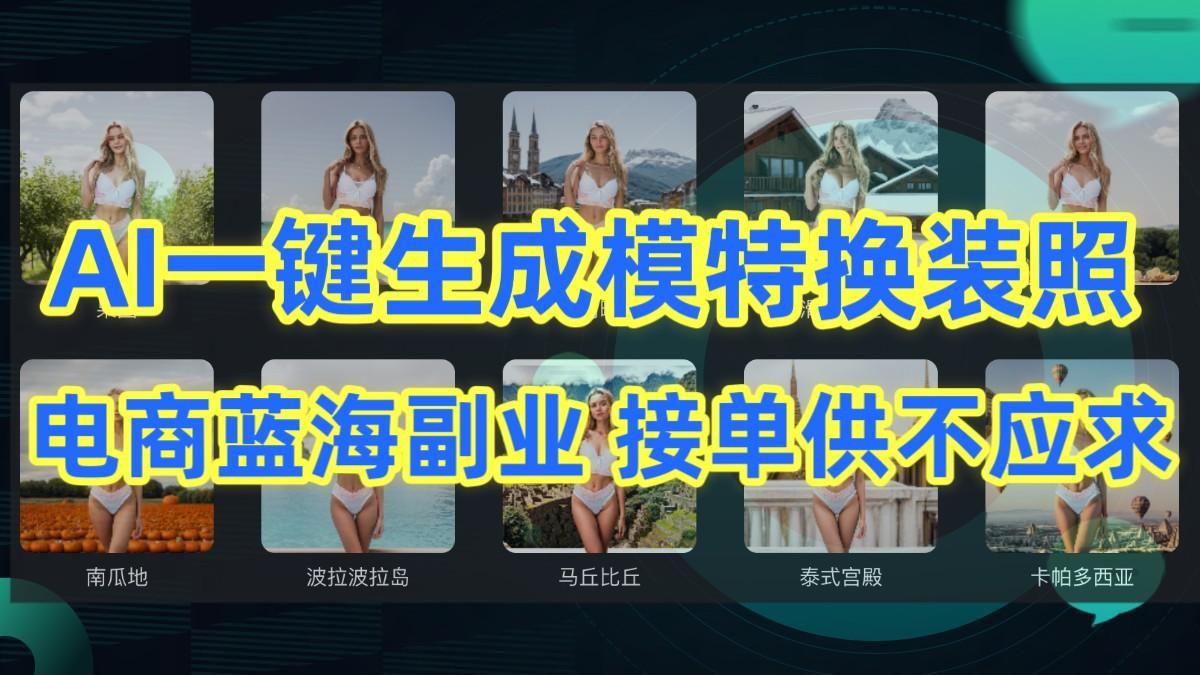 AI制作一键生成模特换装照，电商蓝海副业，接单供不应求-俗人圈网创