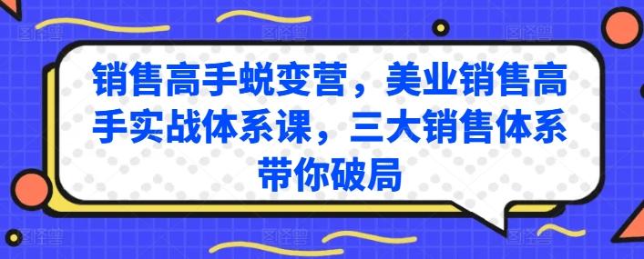 销售高手蜕变营，美业销售高手实战体系课，三大销售体系带你破局-俗人圈网创