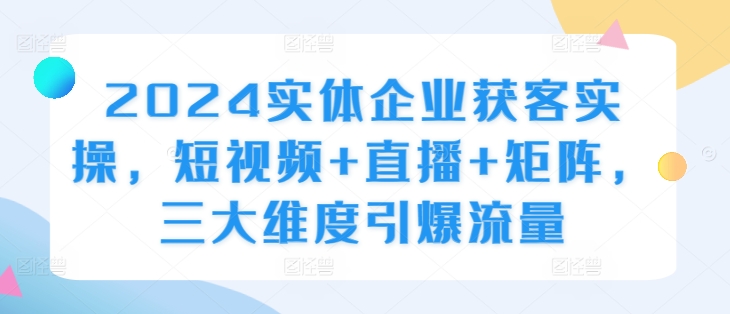 2024实体企业获客实操,短视频+直播+矩阵,三大维度引爆流量-俗人圈网创