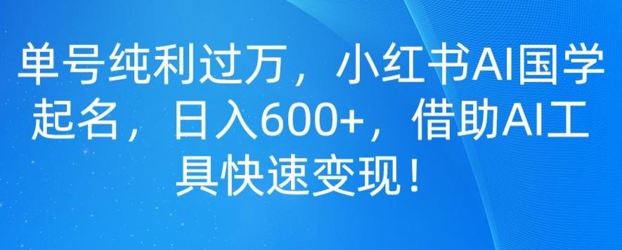单号纯利过万，小红书AI国学起名，日入600+，借助AI工具快速变现-俗人圈网创