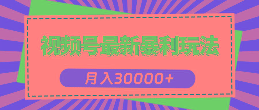 视频号最新暴利玩法，轻松月入30000+-俗人圈网创