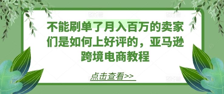 不能刷单了月入百万的卖家们是如何上好评的，亚马逊跨境电商教程-俗人圈网创