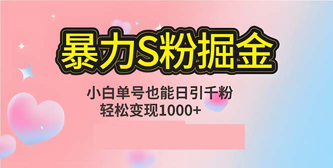 单人单机日引千粉,变现1000+,S粉流量掘金计划攻略-俗人圈网创