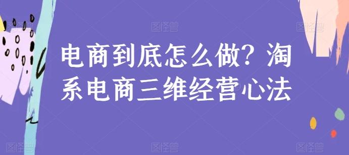 电商到底怎么做？淘系电商三维经营心法-俗人圈网创