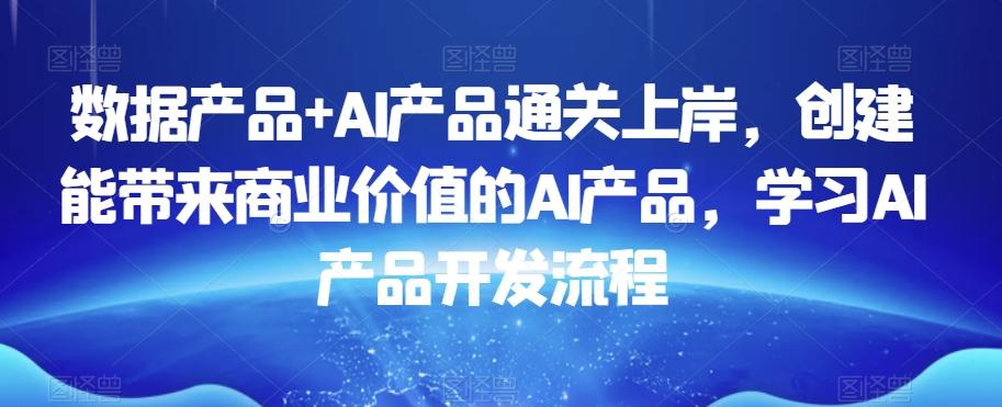 数据产品+AI产品通关上岸，创建能带来商业价值的AI产品，学习AI产品开发流程-俗人圈网创